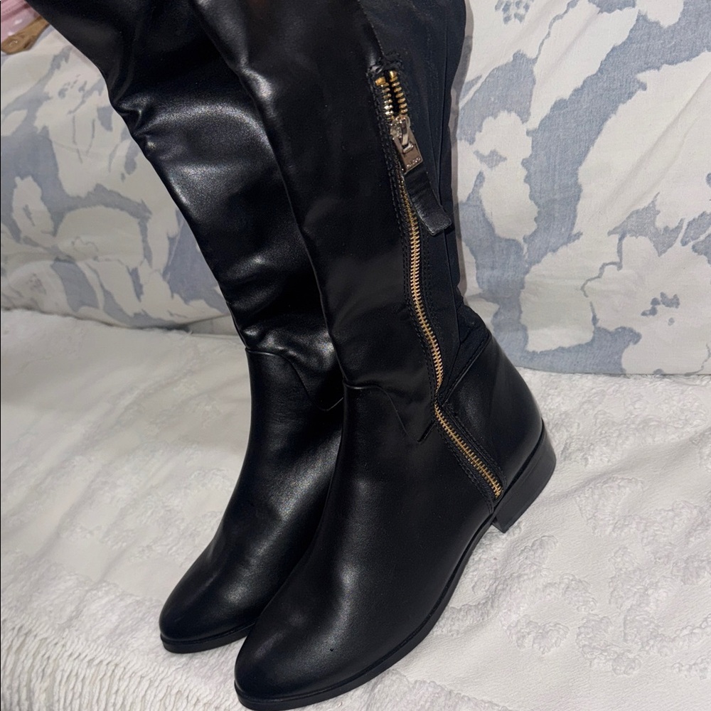 Aldo Classic Black Women's Knee-High Zip Boots
